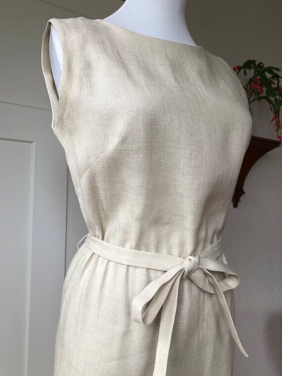 1960s Linen Natural White Sand Irish Woven Fitted… - image 4