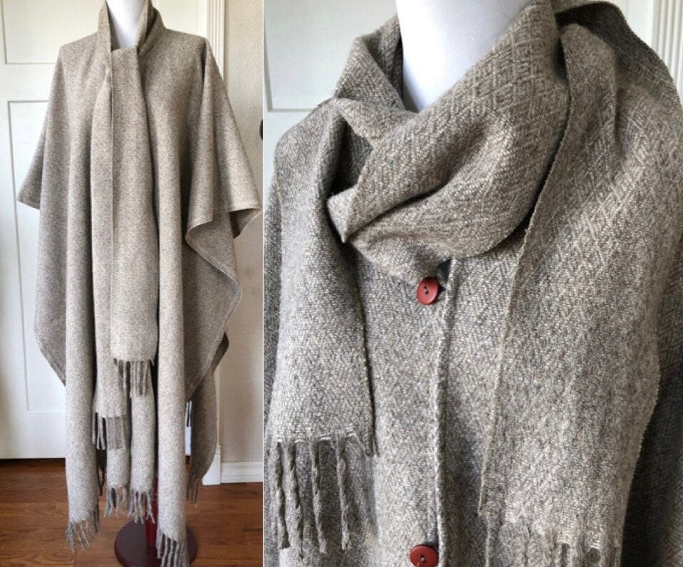 Louis Vuitton RARE Cape Poncho Coat W/Leather Braided Tassels 100