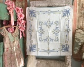 Preview Vintage TAblecloth Luncheon Size Blue White Yellow Floral Farmhouse Shabby Chic