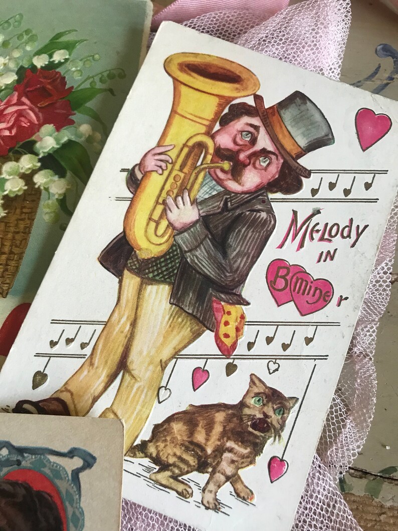 Antique Edwardian Postcard Postcards Valentines Day 7 Pc Lot