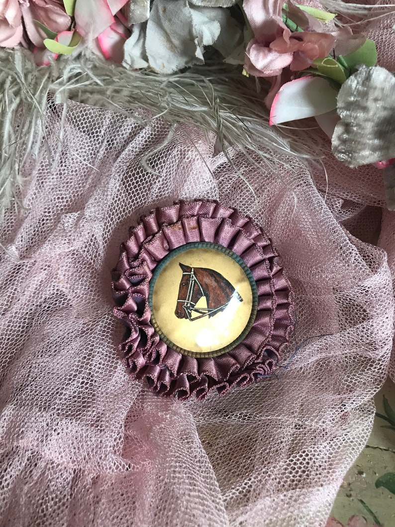 Vintage Horse Show Satin Ribbon Rosette Award Purple