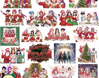 Huntrix Merry Christmas PNG Bundle, Kpop Demon Hunters (Digital Download)