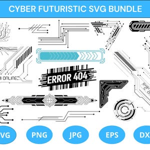 Cyber Futuristic Technology Svg Bundle, Tech Circuit SVG, Sci-Fi Cyber Silhouette, Cyber Vector, Cyber Decal, Tech Cyber Clipart For Cricut