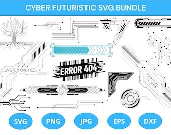 Cyber Futuristic Technology Svg Bundle, Tech Circuit SVG, Sci-Fi Cyber Silhouette, Cyber Vector, Cyber Decal, Tech Cyber Clipart For Cricut
