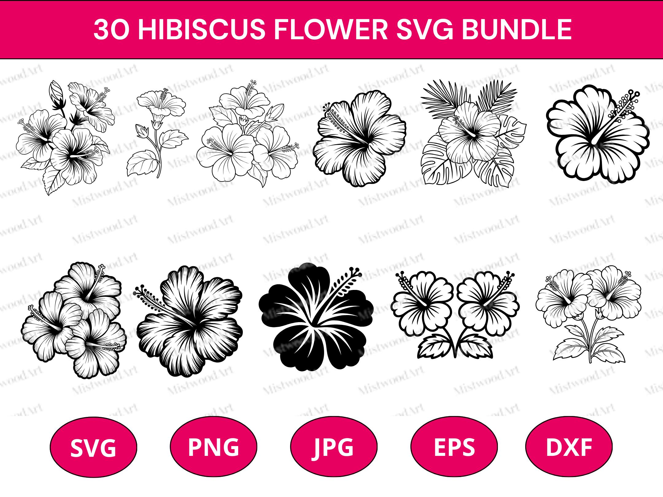 Hibiscus Flower SVG Bundle: Tropical Floral Cut Files (digital Download ...