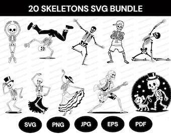 Dancing Skeleton SVG Bundle: Funny Halloween Clipart (Digital Download)