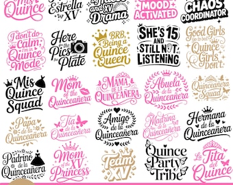Paquete SVG de Mis Quince, 15.º cumpleaños latino, archivos de corte Cricut
