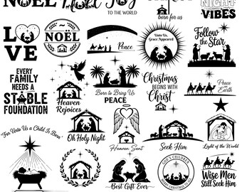 Julklapp SVG-paket, Julhelgscen, Cricut Silhouette (Digital nedladdning)