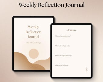 Weekly Reflection Journal – Printable & Digital Self-Reflection Questions | Gentle Daily Prompts for Mindful Journaling