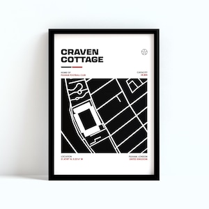 Craven Cottage Poster | Fulham Wall Art | Minimalist Football Stadium Print | Soccer Gift | Fulham Decor | Fulham Poster Gift