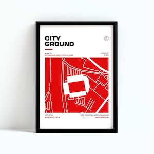 City Ground Poster | Notts Forest Wall Art | Minimalist Football Stadium Print | Soccer Gift | Notts Forest Decor | Notts Forest Poster Gift