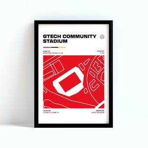 Brentford Stadium Poster | Brentford Wall Art | Minimalist Football Stadium Print | Soccer Gift | Brentford Decor | Brentford Gift