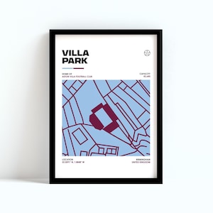 Villa Park Poster | Aston Villa Wall Art | Minimalist Football Stadium Print | Soccer Gift | Aston Villa Decor | Aston Villa Poster Gift