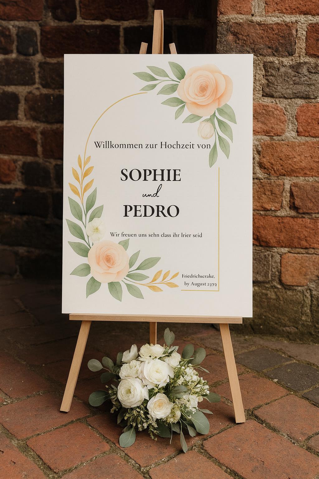 Digital Welcome Sign Printable – PDF Template Sophie & Pedro – Elegant ...