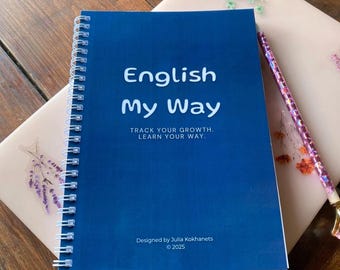 English Learning Planner | Study Organizer | A5 Printable PDF | Vocabulary, Grammar, Mind Maps, Habit Tracker | 6-Month Language Journal