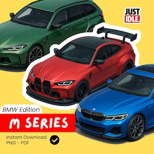 BMW M Series Digital Sticker Pack – Printable PNG Files Car Stickers for Goodnotes, Planners & Scrapbooking – Instant Download - Car Lovers