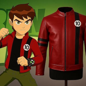 Ben 10 Red Leather Cosplay Jacket - Genuine Leather Comic Con Costume