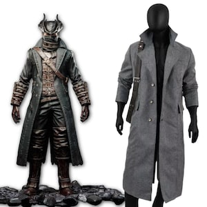 Bloodborne Hunter Cosplay Coat: Wool Blend Grey Trench Coat