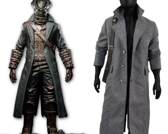 Bloodborne Hunter Cosplay Coat: Wool Blend Grey Trench Coat