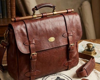 Colonel Littleton #83 leather mail bag brief case- Heritage Messenger bag handmade in USA.