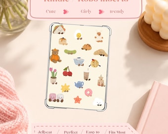 Jellycat Kawaii Food Kindle Insert | Pastel Breakfast Characters, Cozy Reader Decor