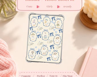 Blue Bow Duck Kindle Insert | Cottagecore Reader (Digital Download)