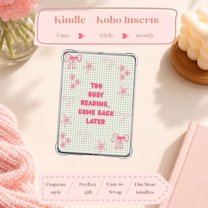 Bookish Kindle Insert | Fictional Characters Quote, Gingham Design (Physical)
