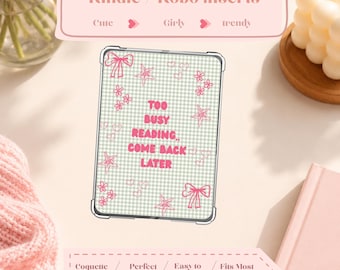 Bookish Kindle Insert | Fictional Characters Quote, Gingham Design (Physical)