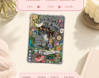 Wonderland Tea Party Kindle Insert | Fantasy Collage E-Reader Decor (Physical)