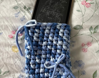 Handmade Crochet Kindle Sleeve | Cozy Blue E-Reader Case, Soft Protective Pouch