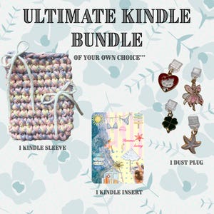 Pack Kindle personnalisé | à breloques, insert, bouchon anti-poussière | Accessoires personnalisés pour les amoureux des livres