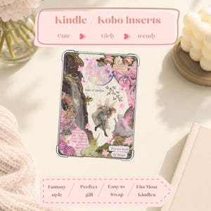Rosa Fantasy genomskinligt Kindle-fodral och Kobo-insats. Dekoration, Drakar, Eterisk