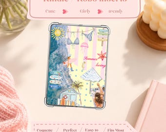 Summer Beach Coquette Kindle Insert | Pink Reader Decor (Physical)