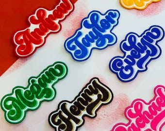 Embroidered Name Patch for Uniforms, Personalized Iron On Text Patch