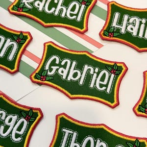 Custom Embroidered Name Patch, Personalized Christmas Patch , Mistletoe Name Patch, Sew On/Iron On Patches for Clothes, Hats, Stockings