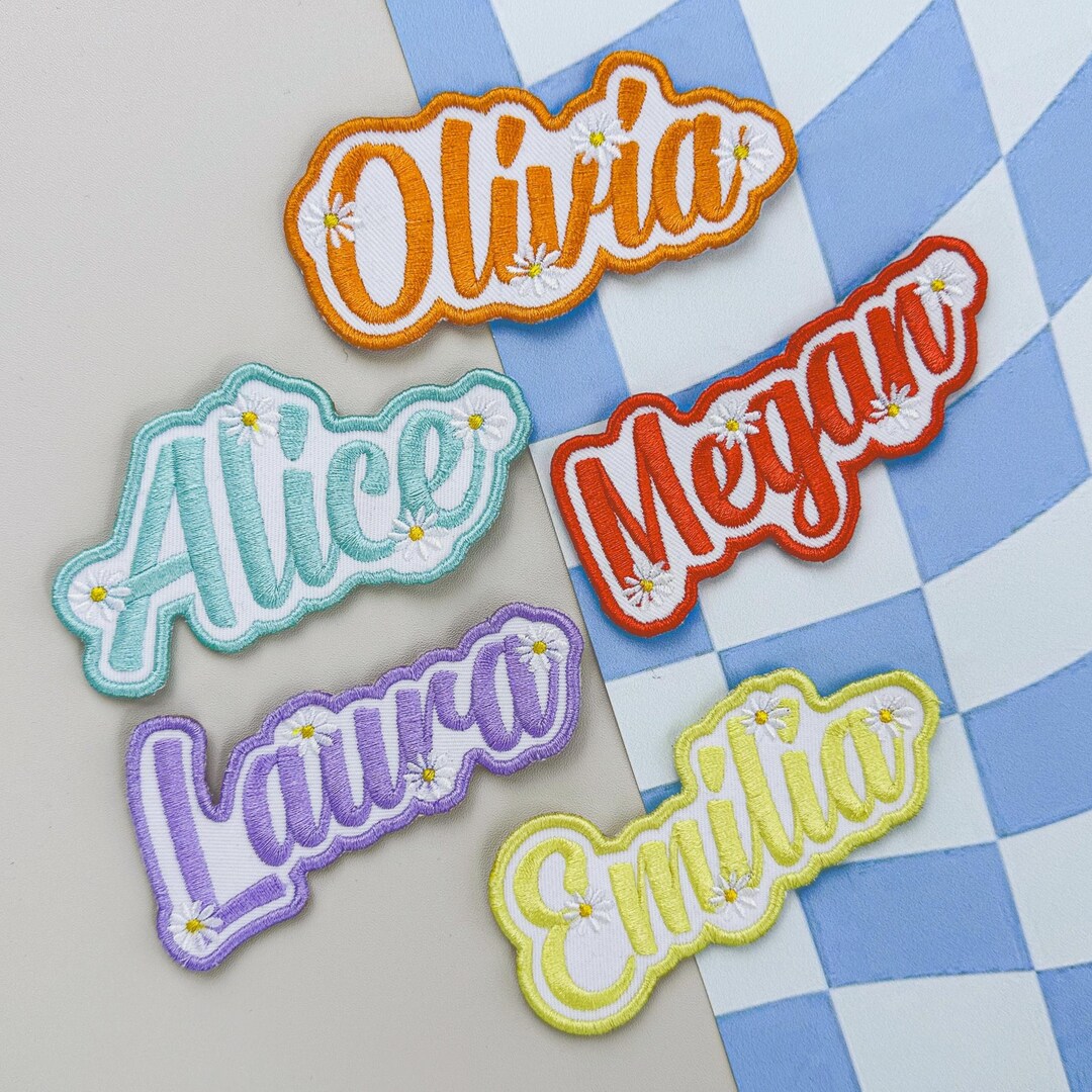 Custom Embroidered Name Patch – Colorful Daisy Design, Iron on or Sew ...