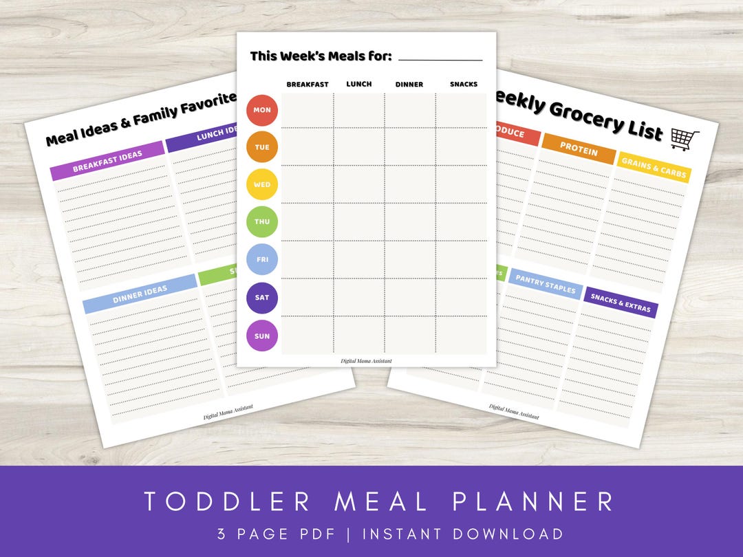 Toddler Meal Planner Printable PDF | Weekly Kids Meal Plan & Grocery ...