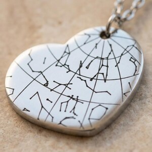 Collier cœur carte du ciel étoilé, pendentif personnalisé ciel nocturne