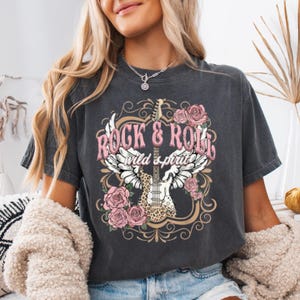 Comfort colors Vintage Rock and Roll Shirt, Music Lover Shirt, Rock n Roll T-shirt, Guitar shirt, Wild Spirit Angel Guitar Tee, Concert Tee