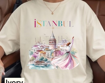 Istanbul City Graphic Shirt, Turkish Style Tee, Galata Tower Tee, Turkey Travel Souvenir Tee, Cityscape Design, Mevlana Shirt, Travel Gift