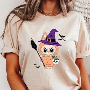Cute Halloween Monster Shirt, Halloween Labubu Shirt, Unisex Halloween Top, Cute Kawaii Tee, Anime Monster tee, Cute Spooky Halloween Tee