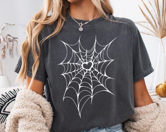 Comfort Colors Spider Web Shirt: Halloween Tee, Spider Lover Gift, Unisex cotton