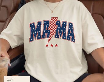 Mama 4th Of July Shirt, Patriotic Tee, Retro USA Shirt, Patriotic Maternity Tee, Independence Day