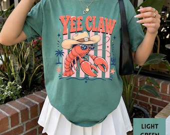 Lobster Cowboy Shirt, Yee Claw Shirt, Funny Western Beach Shirt,Trendy Cute Lobster Tee, Beach