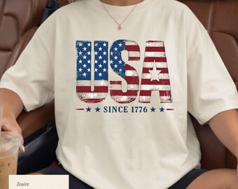 Retro Distressed USA Flag Shirt, 4th Of July Shirt, Patriotic Shirt, Independence Day