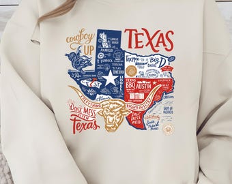 Texas Sweatshirt, State Map Shirt, Unisex Funny Graphic Tee, Texas Tee, Tshirts for Women, Texas Lover Gift, Country State Pride Shirt