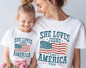 She Loves Jesus And America Too Comfort Colors T-shirt, She Loves Jesus Tee, Independence Day Shirt, 4th Of July Unisex Tshirt