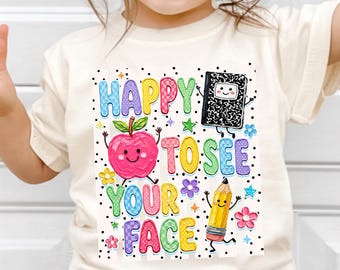 Happy To See Your Face T-Shirt, Pennant Flag Teacher Tee, First Day Of School, Back To School Teacher Gift, Elementary Teacher