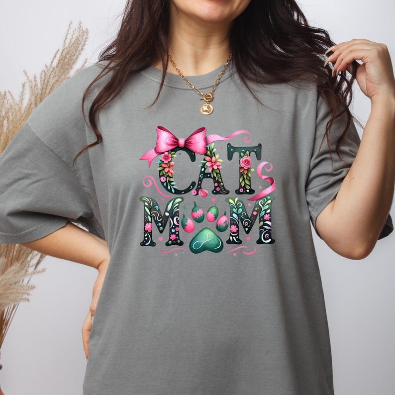 Cat Mom T-shirt, Floral Paw Print, Pet Lover Tee, Mothers Day Shirt - Etsy