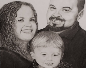 Drawing - Custom Portrait - Pencil - From Photo - Family Portrait